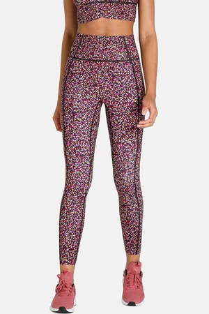 PUMA Women Purple & Black Printed Dry Fit Slim High Waist Tights