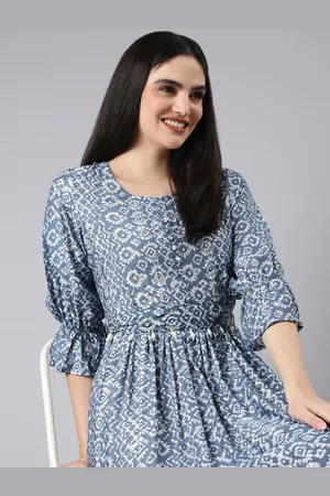 SHOWOFF Ethnic Motifs Printed Cotton Fit & Flare Dress
