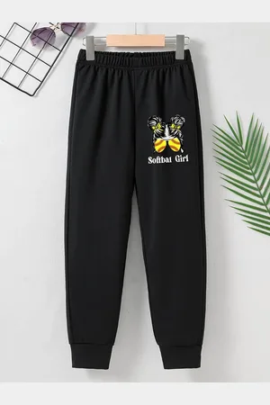 Stylecast Girls Black Graphic Printed Mid Rise Joggers