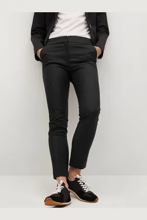 MANGO Women Black Solid Trousers