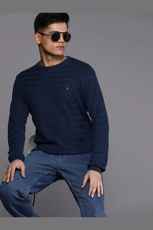 Louis Philippe Self Design Pure Cotton Pullover