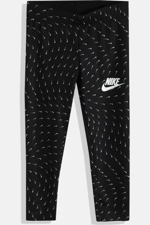 Cotton mix leggings with logo print and high elasticated waist, black, Nike  | La Redoute