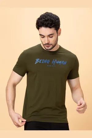 Being Human Typography Printed Round Neck Short Sleeves Cotton Regular Fit T-shirt