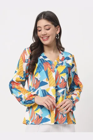 Angloindu Abstract Printed Shirt Style Top