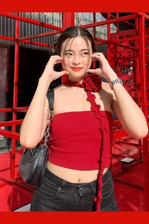 Stylecast Red Strapless Bardot Crop Top