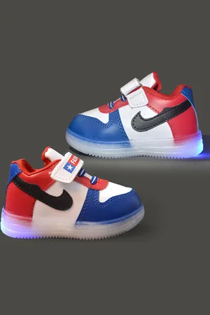 FEETWELL Kids Colourblocked Round Toe LED Sneakers