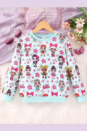 Stylecast Girls Blue LOL Surprise Printed Pullover Sweatshirt