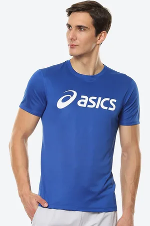 Asics Men Blue Typography Printed SILVER Running T-shirt