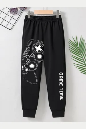 Stylecast Boys Black Graphic Printed Mid Rise Joggers