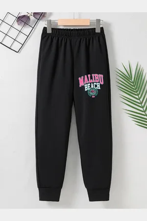 Stylecast Girls Black Original Graphic Printed Mid Rise Joggers