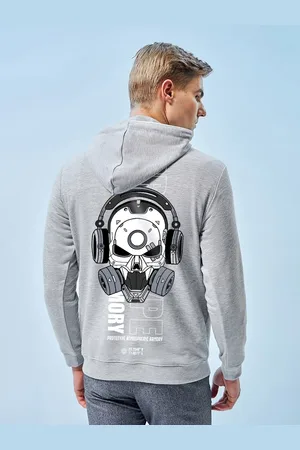 Bewakoof Graphic Printed Cotton Hooded Kangaroo Pocket Pullover Sweatshirt