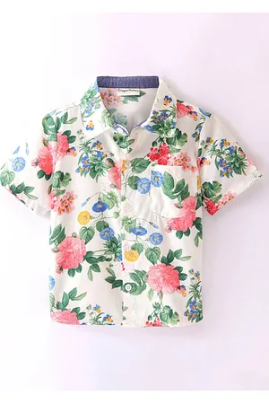 CrayonFlakes Boys Floral Printed Short Sleeves Casual Shirt