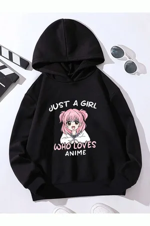 Stylecast Girls Black Typography Printed Hooded Pullover
