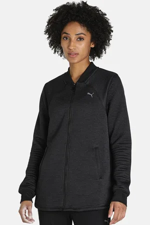 PUMA Women Black Studio Textured Relaxed Fit Woven Regular Fit Jacket