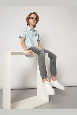 JACK & JONES Boys Vertical Striped Pure Cotton Casual Shirt