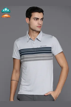 Columbia Striped Slim Fit Tech Trail Novelty Polo T-shirt
