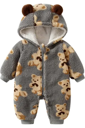 Stylecast Infants Girls Grey Printed Hooded Rompers