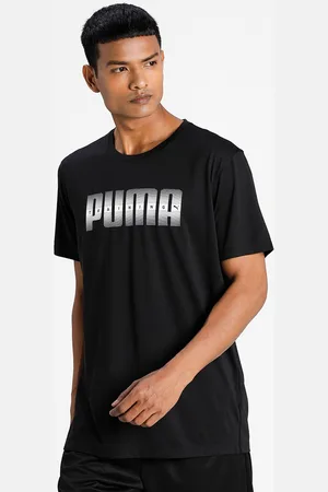 PUMA Men Black & Grey Printed Performance Short Sleeve Training Relaxed T-Shirt