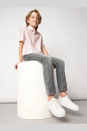 JACK & JONES Boys Vertical Striped Pure Cotton Casual Shirt
