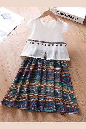Stylecast Girls Green Striped Cap Sleeves Pure Cotton Fit and Flare Dress