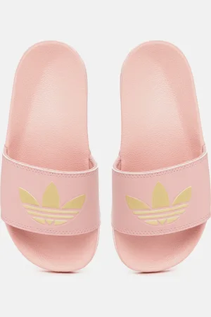 adidas Women Pink & Gold-Toned Brand Logo Printed Sliders