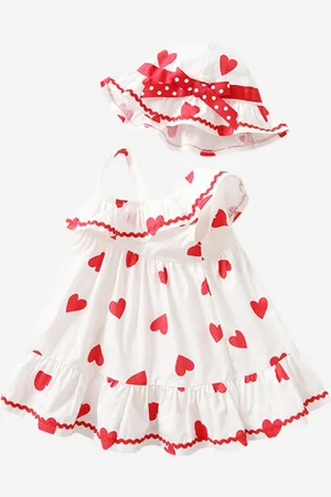 Stylecast Girls Red Printed Single Strap Cotton A-Line Dress