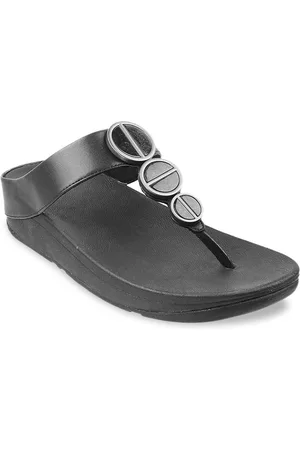 FitFlop Black Embellished PU Comfort Sandals