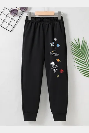 Stylecast Girls Black Mid Rise Graphic Printed Joggers