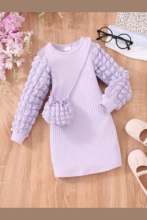 Stylecast Purple Girls Striped A-Line Dress