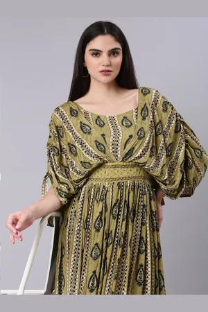 SHOWOFF Ethnic Motifs Print Kimono Sleeve Kaftan Dress