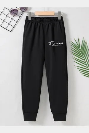 Stylecast Black Boys Original Fit Mid-Rise Typography Printed Joggers