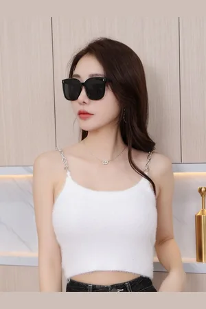 Stylecast Teen Girls White Self Design Shoulder Straps Fitted Top