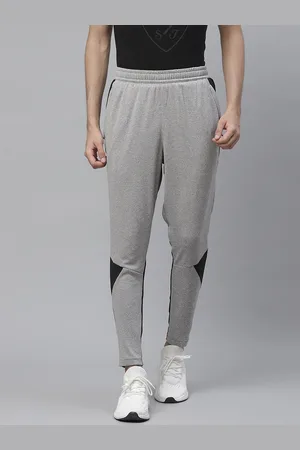 PUMA Men Grey Melange Run Tapered Colourblocked Track Pants