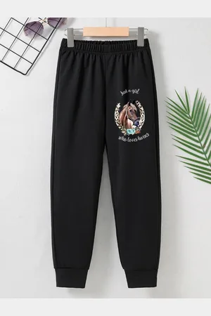 Stylecast Girls Black Graphic Printed Mid Rise Joggers
