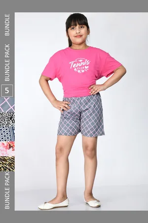 IndiWeaves Girls Pack Of 5 Printed High-Rise Shorts