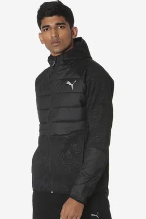 PUMA Men Black Self Design Hybrid Style Track Jacket