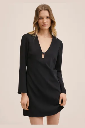MANGO Women Black Solid Sheath Mini Dress