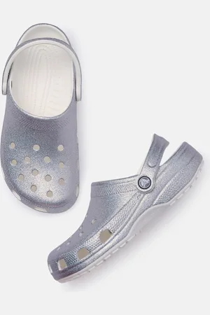 Crocs Unisex Silver-Toned Glitter Embellished Clogs