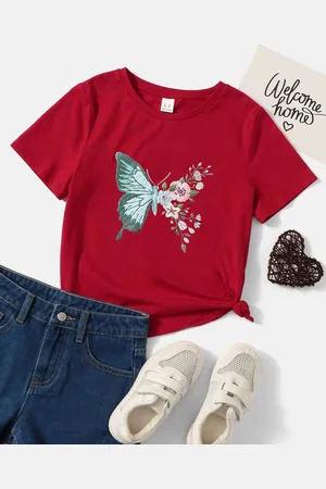 Stylecast Girls Red Graphic Printed Casual T-shirt