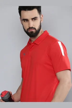 PUMA Men Red Solid teamLIGA Sideline Polo Collar dryCELL T-shirt