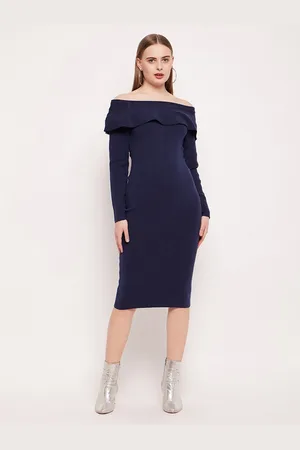 MADAME Off-Shoulder Long Sleeves Bodycon Midi Dress
