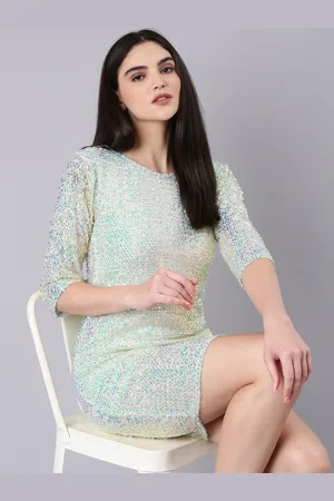 SHOWOFF Embellished Sequined Net Sheath Dress