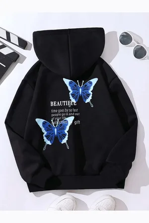 Stylecast Black Girls Typography Printed Hooded Long Sleeves Pullover