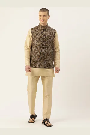 JBN Creation Boys Gold-Toned & Green Solid Kurta with Trousers & Nehru  Jacket - Absolutely Desi