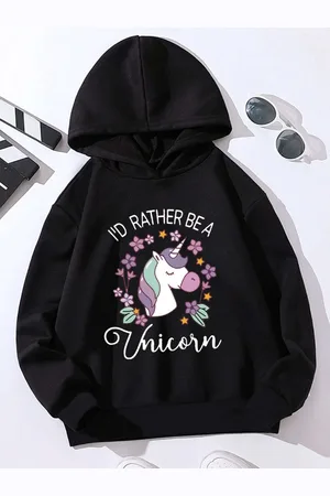 Stylecast Girls Unicorn Printed Hood Pullover Sweatshirt