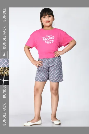 IndiWeaves Girls Pack Of 3 Printed High-Rise Shorts