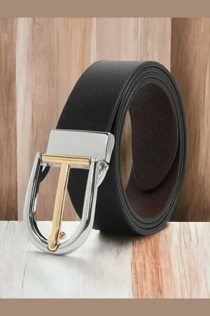 CRUSSET Men Textured Wide Leather Belt