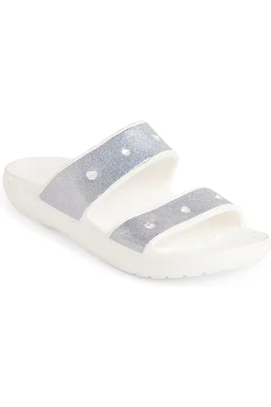 Crocs Unisex Off White & Silver-Toned Glitter II Comfort Sandals