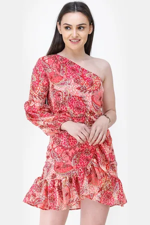 Cation Women Coral Pink Printed Sheath Dress