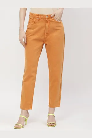 MADAME Women Clean Look Mid-Rise Cropped Cotton Mom Fit Jeans